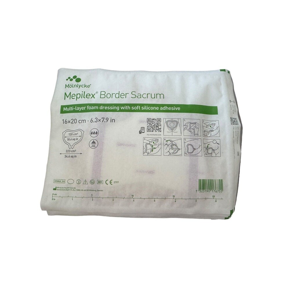Mepilex Border Sacrum Multi-Layer foam dressing soft silicone adhesives 10 Count